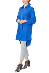 High-Low Zip Jacket with Statement Collar in Blue - 5672J-BLU