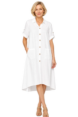 Cotton Shirtdress in White - BC145-WT