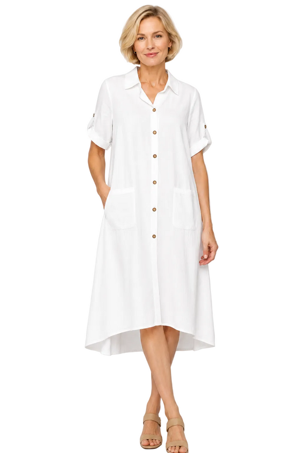 Cotton Shirtdress in White - BC145-WT
