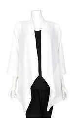 Textured Open Front Cardigan Jacket in White - 5714J-WHT