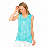 Mixed Stripe Sleeveless Top in Lake - 57230 - Sizes XS & XL Only!
