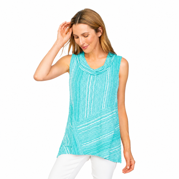 Mixed Stripe Sleeveless Top in Lake - 57230 - Sizes XS & XL Only!