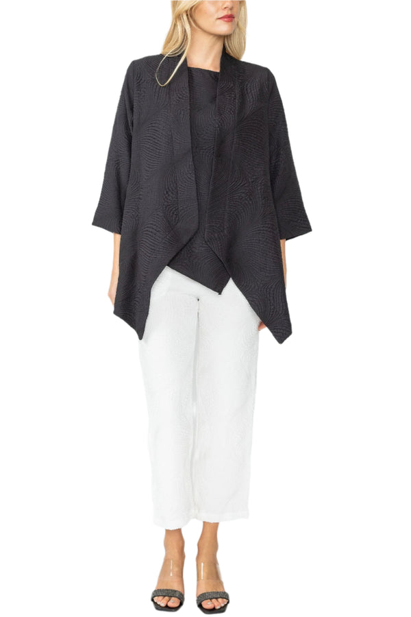 Textured Open Front Cardigan in Black - 5714J-BLK