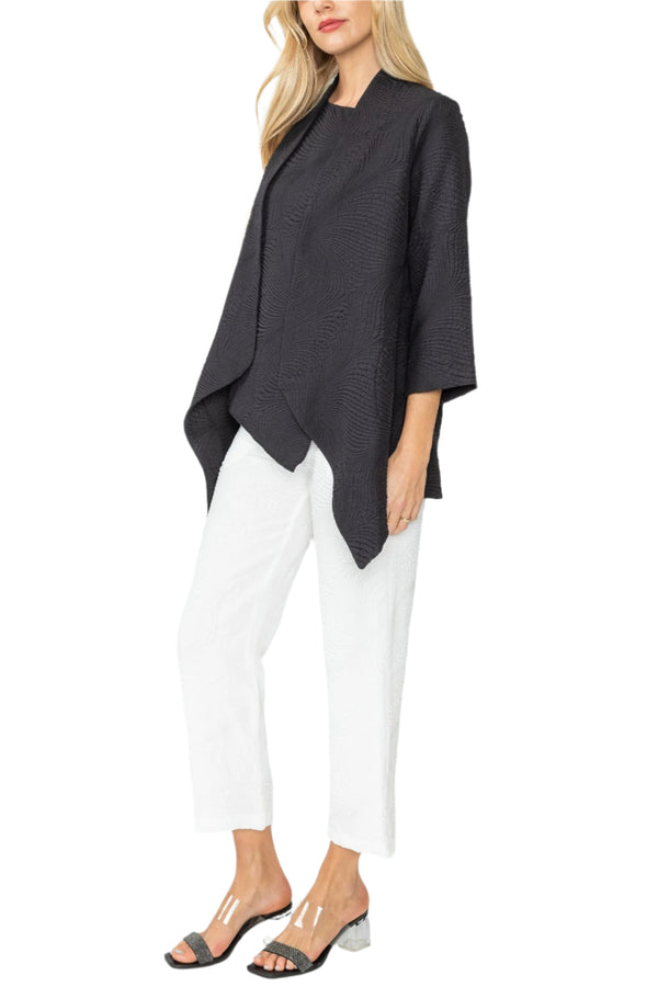 Textured Open Front Cardigan in Black - 5714J-BLK