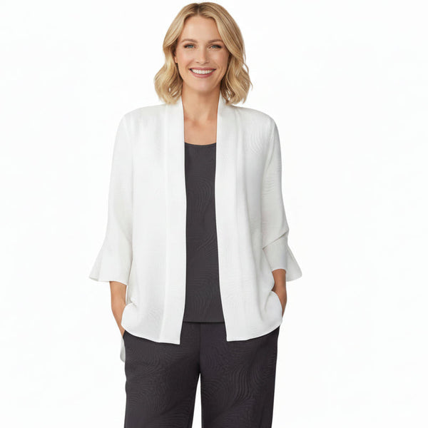 Textured Lightweight Open-Front Jacket in White - 5741J-WT