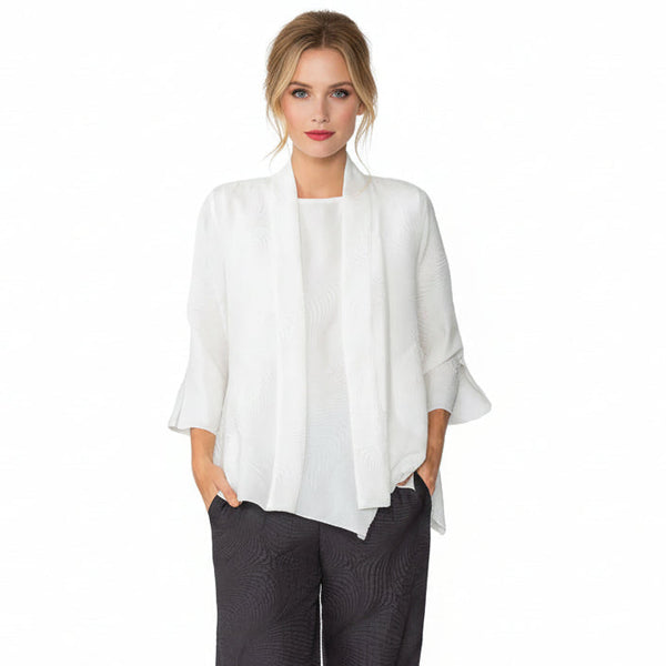 Silky Textured Lightweight Cardigan in White - 5741J-WT