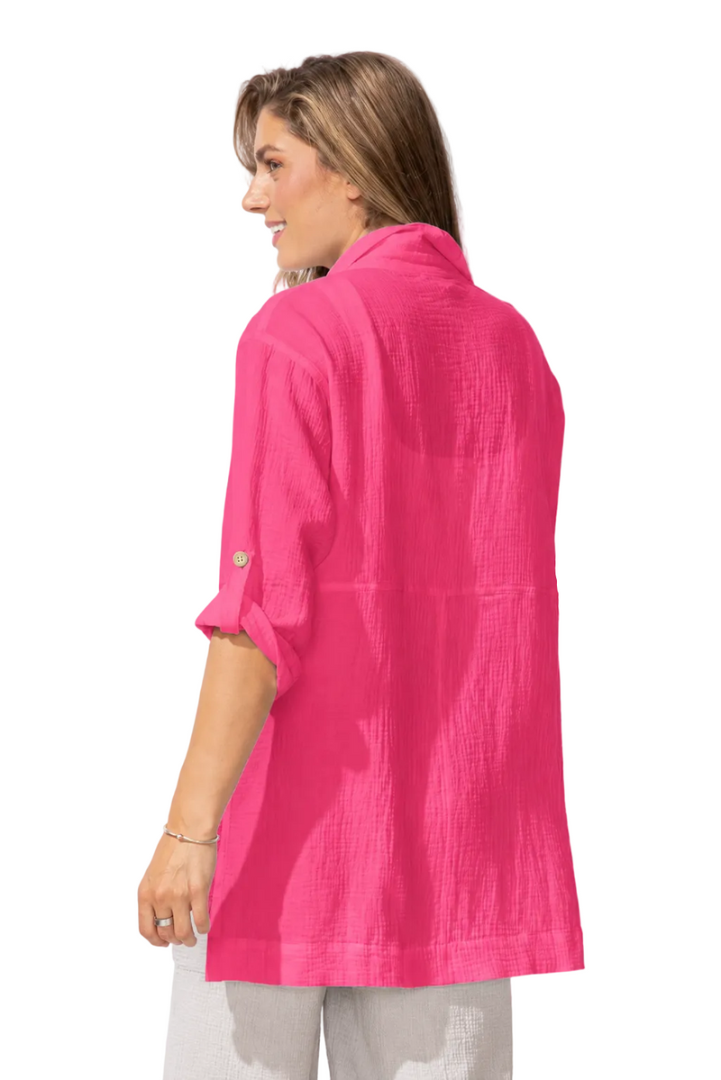 Lightweight Textured High-Low Shirt - 32440