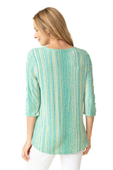 Beach Front Waves V-Neck Tunic Top in Leaf - 57940-LF