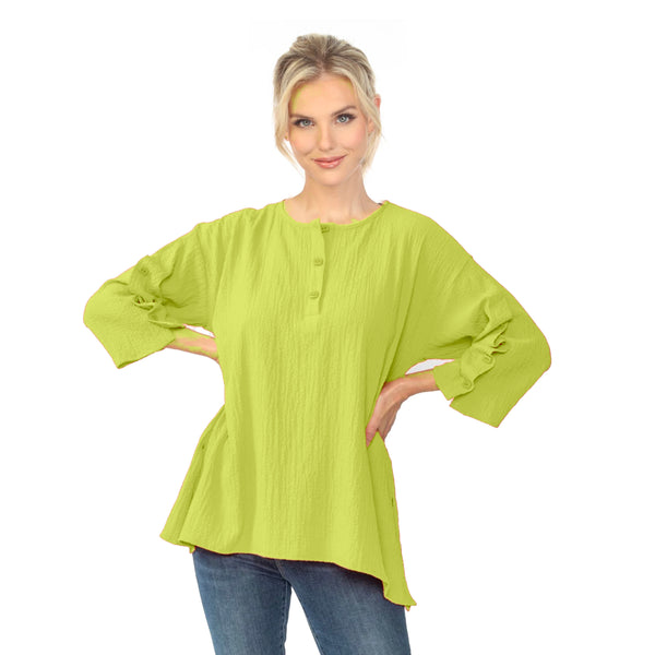 Ruched-Sleeve Hi-Low Tunic Top in Lime - 7502T-LME