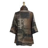 Abstract Print Sweater Knit Tunic in Brown/Black - 9219