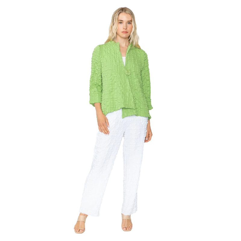 IC Collection Solid Asymmetric Jacket in Lime Green - 4507J-AG - Size L Only!