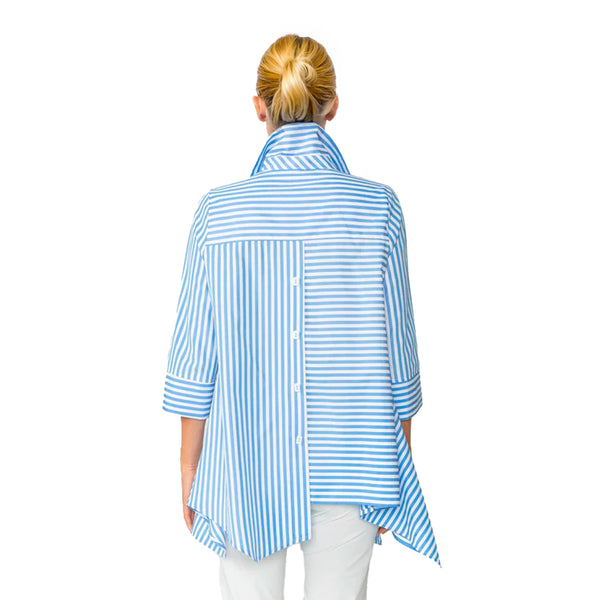 "Mixed Direction" Cruisewear Asymmetric Shirt in Blue & White - 4691B