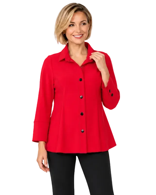 Contrast-Stitch Soft Knit Shirt Jacket - 7709J