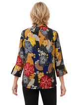 Floral Print Asymmetric Jacket - 4093-P