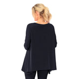 Solid Boat-Neck Tunic W/ Rosette in Black - 5871T-BLK