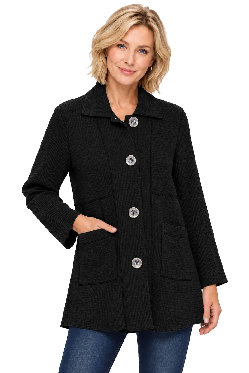 Lightweight Textured Cotton Knit Jacket  - ST407