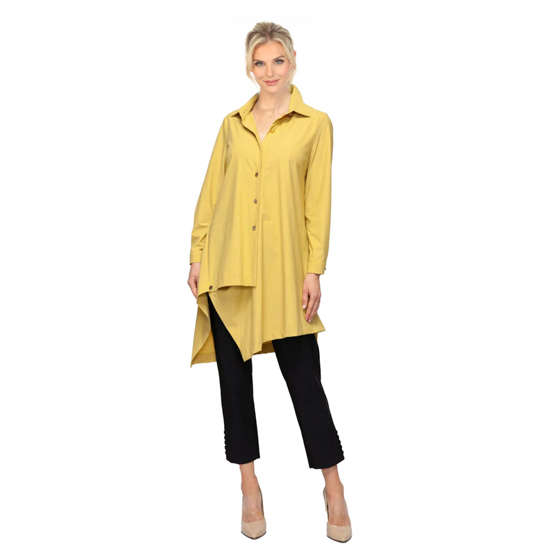 Long Asymmetric Tunic Shirt in Mustard - 7513B-MST
