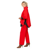 Fashion-Forward High Collar Poncho with Zip Sides in Red - 7136T-RD
