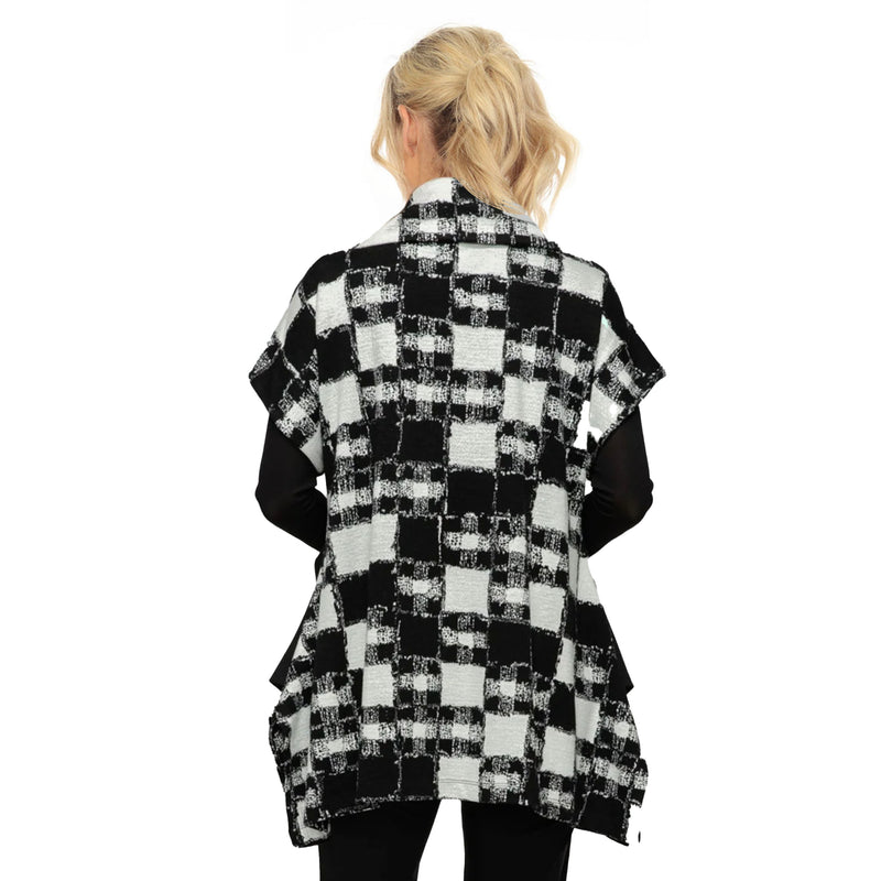 Modern Black & White Check Tunic Vest - 7562V