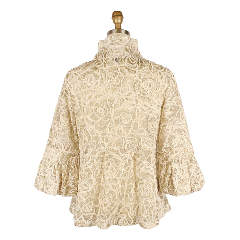 Damee Floral Chenille & Sequin Peplum Jacket in Champagne - 2411-CGD