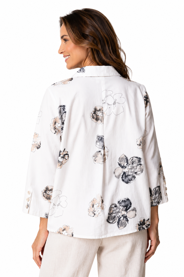 Watercolor Floral-Print Easy Swing Shirt - 46536