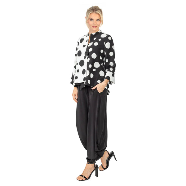 Just In! Polka-Dot Asymmetric Jacket in Black & White - 7093J