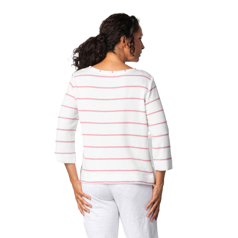 Habitat French Terry Diagonal Stripe Pullover in Blush & White - 85101-BS