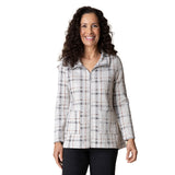 Speckle Knit Plaid Swing Jacket in Putty - 32847