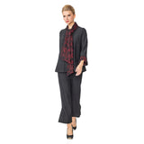 Lace Trim Scarf Jacket in Red/Black - 6939J-RD