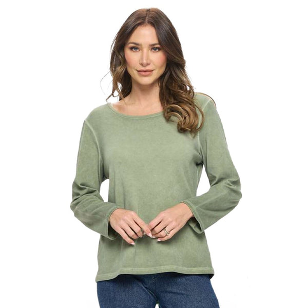Focus Fashion Long Sleeve Top in Luna Olive - T-28-OLV