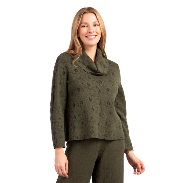 Habitat Jacquard Knit Easy Cowl Sweater in Forest - 85439-FST
