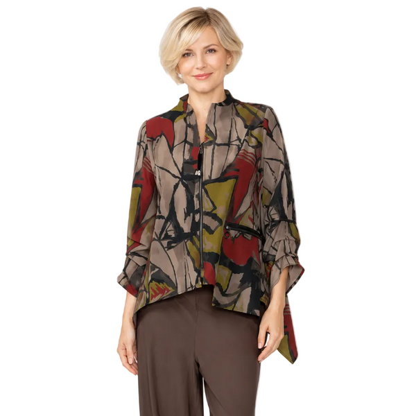Just In! Abstract Print Asymmetric Jacket - 8219T