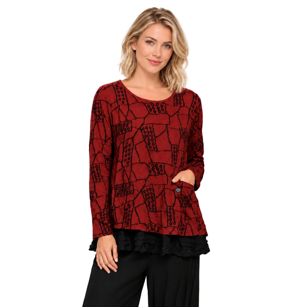 The Gizel Soft Crinkled Sweater-Knit Top - CB62318
