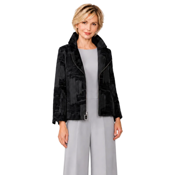 Just In! Tonal Abstract Zip-Front Jacket - 8202J