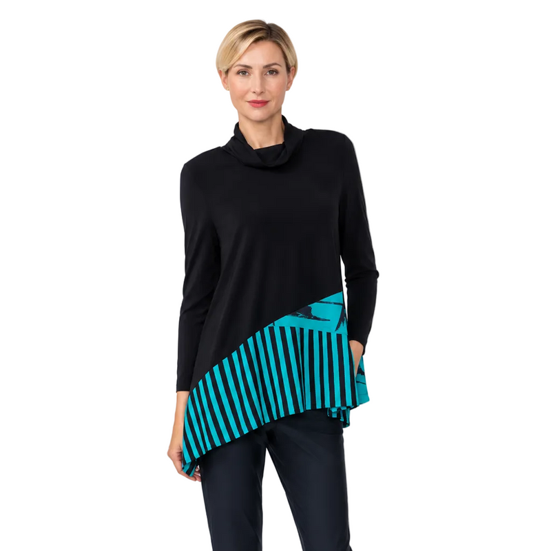 Just In! Stripe & Solid Tunic in Teal - C1212T