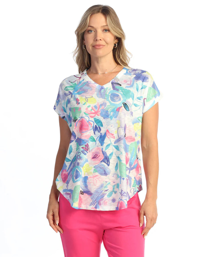 Dolman Cap Sleeve Print Top - 60