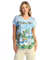 Dolman Cap Sleeve Print Top - 60