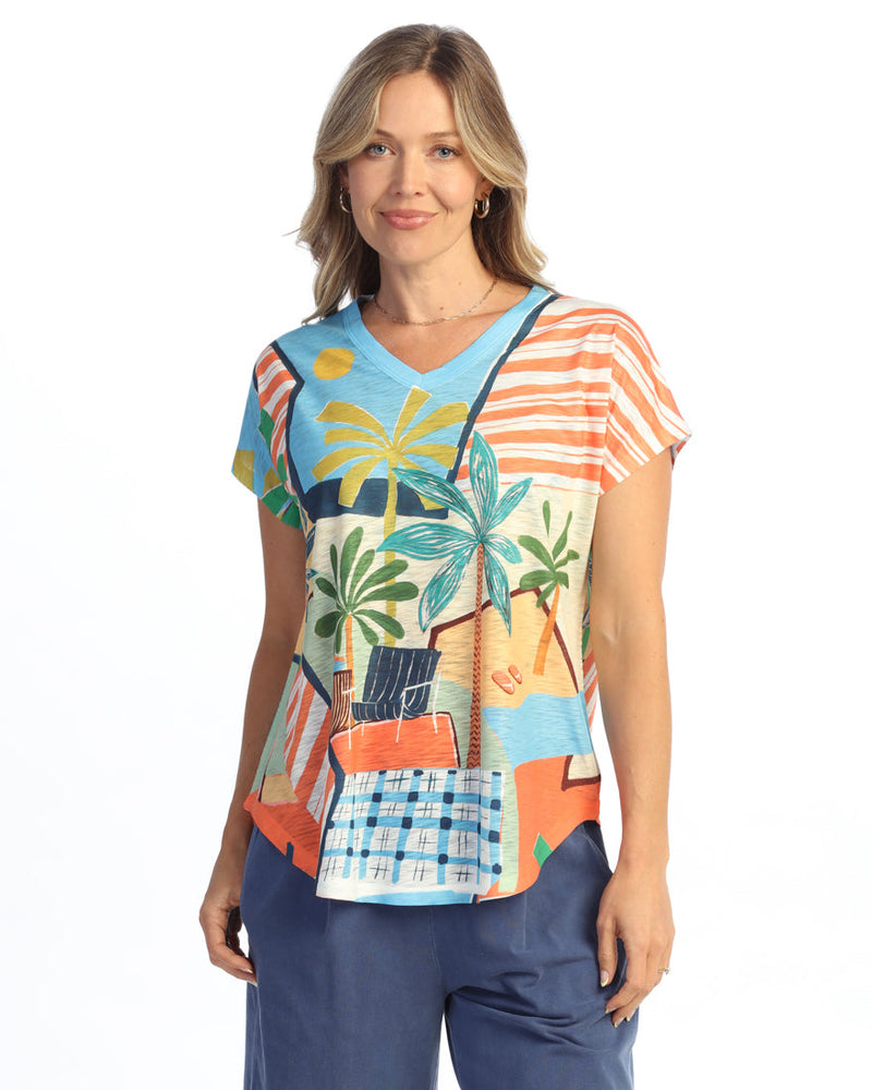 Dolman Cap Sleeve Print Top - 60