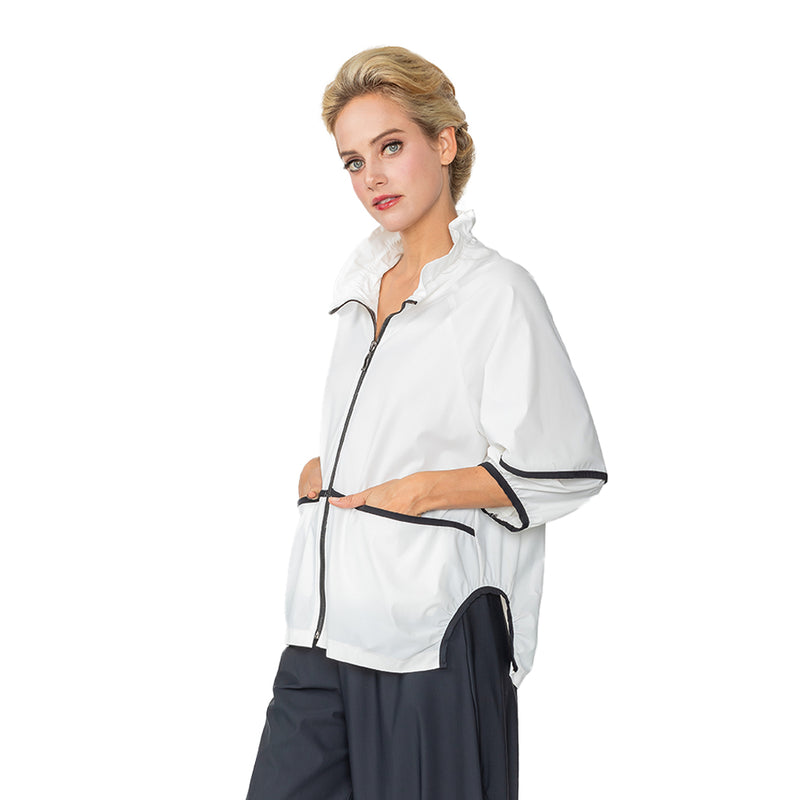 Just In! IC Collection Short Zip Jacket in White/Black - 6010J-WT