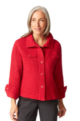 Waffle Texture Jacket in Red - 60320