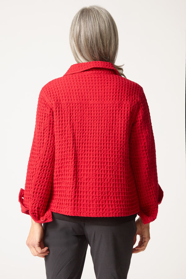 Waffle Texture Jacket in Red - 60320