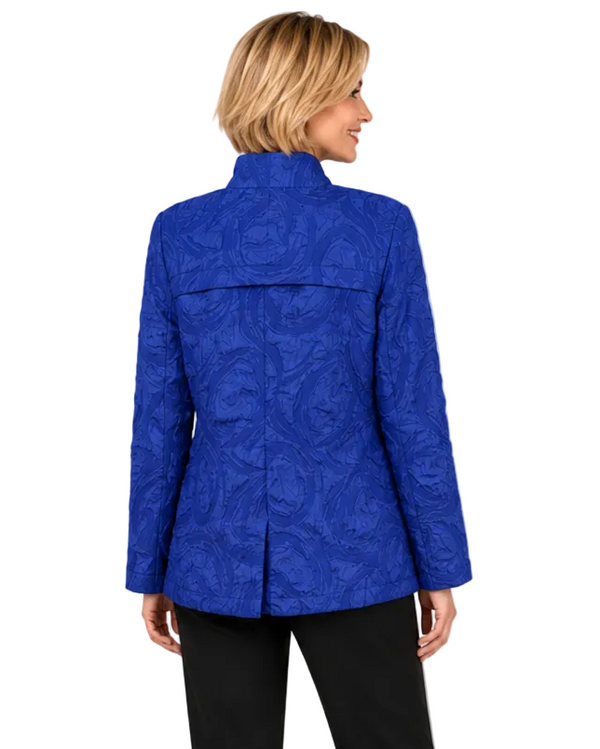 Tonal Jacquard One-Button Jacket in Blue - MJ6019-BLU