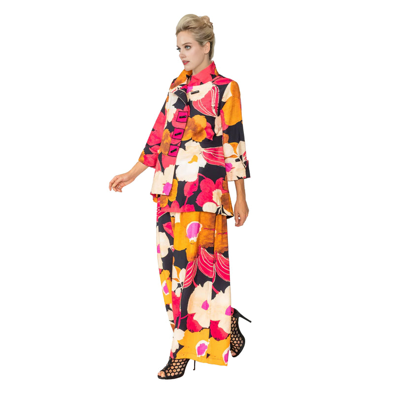 Floral-Print Wide Leg Pant in Fuchsia Multi - 5883P - Size M Only!