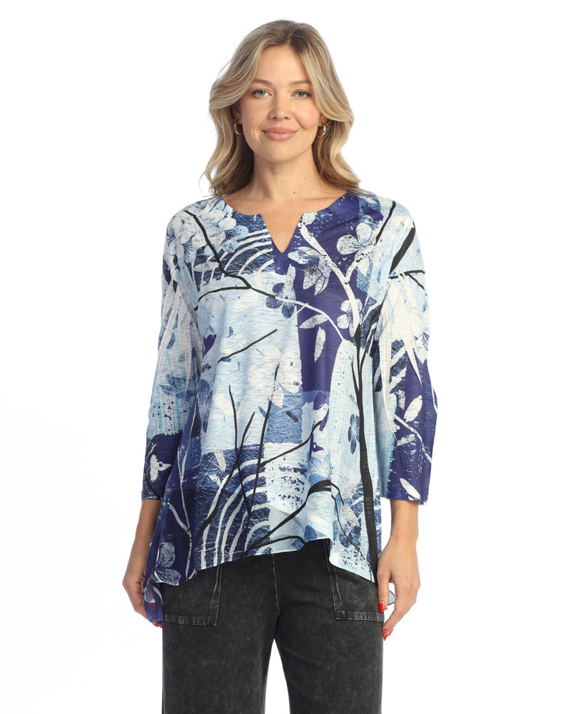 "Hana" High-Low Tunic w/ Chiffon Border - 61-2075