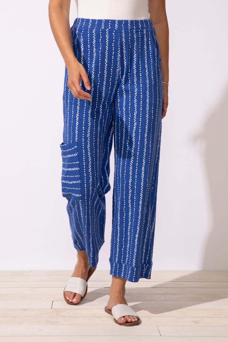 Driftwood Stripe Cotton Pull On Flood Pant - 61526