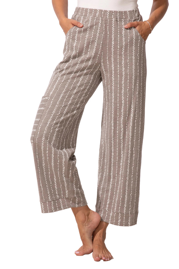 Driftwood Stripe Cotton Pull On Flood Pant - 61526