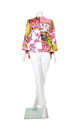 Asian Inspired Floral Print Jacket - 6161J-GLD - Size L Only!