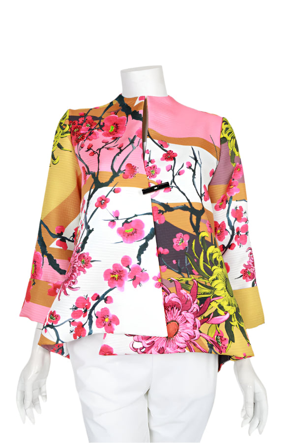 Asian Inspired Floral Print Jacket - 6161J-GLD - Size L Only!