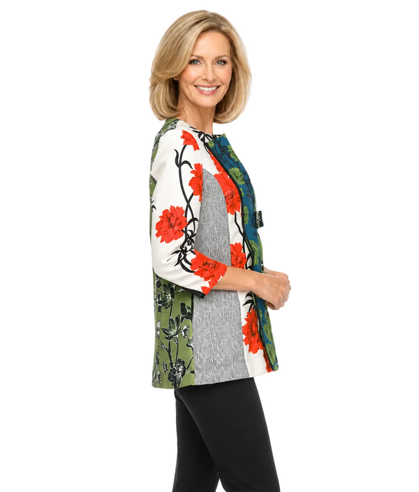 Mixed Floral Colorblock Jacket - 6166J - Size XL Only!