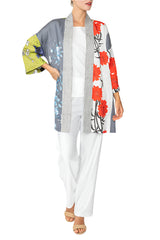 Bold Floral Open Front Jacket in Red/Multi - 6170J